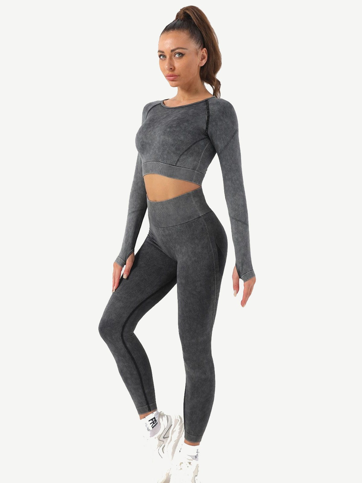 Wholesale New Fashion 2 Piece High Waist Butt Lifter Yoga Set Breathable Wicking Activewear
