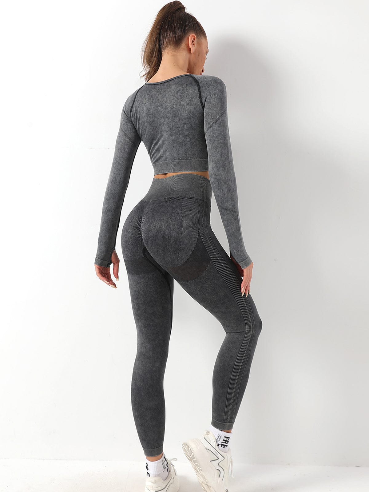Wholesale New Fashion 2 Piece High Waist Butt Lifter Yoga Set Breathable Wicking Activewear