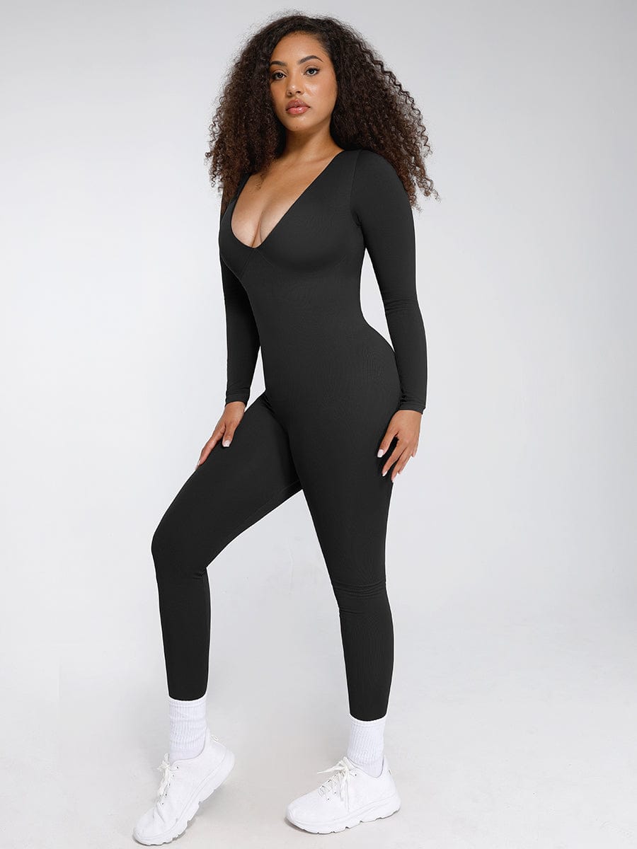 SHAPELX - Seamless Deep V Tummy Control Waist Cinching Catsuit