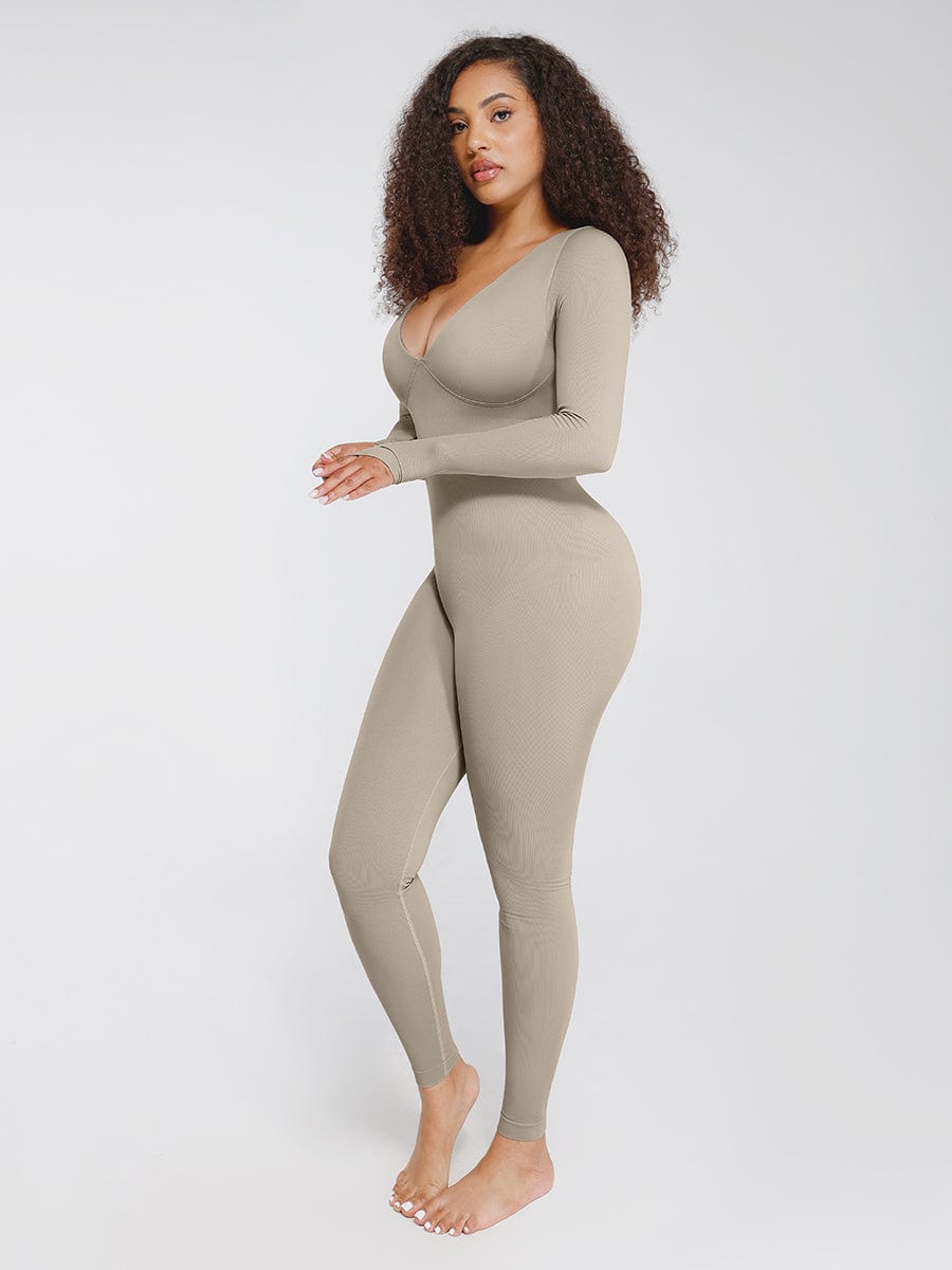SHAPELX - Seamless Deep V Tummy Control Waist Cinching Catsuit