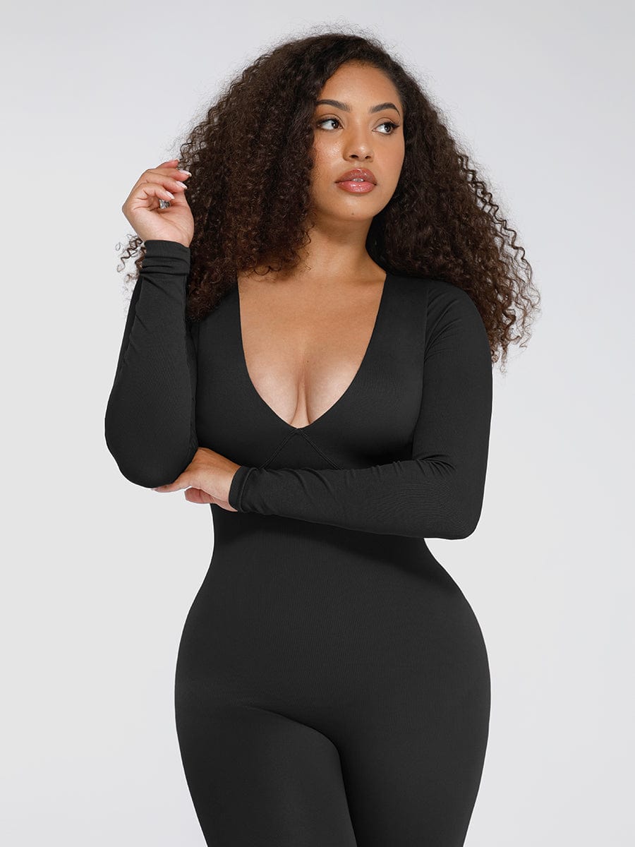 SHAPELX - Seamless Deep V Tummy Control Waist Cinching Catsuit