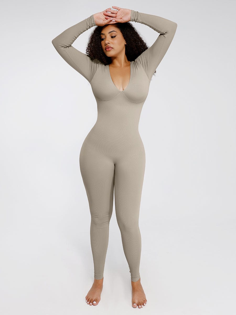 SHAPELX - Seamless Deep V Tummy Control Waist Cinching Catsuit