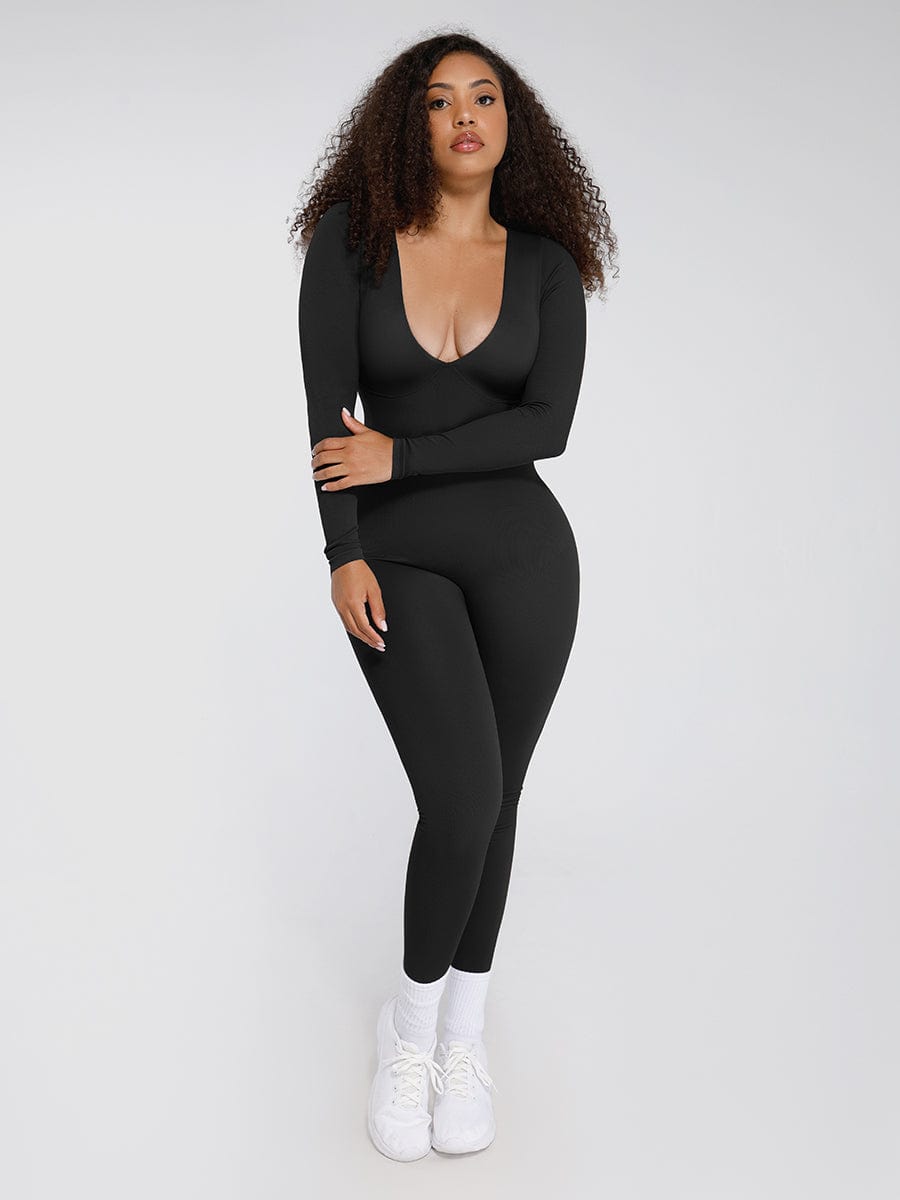 SHAPELX - Seamless Deep V Tummy Control Waist Cinching Catsuit