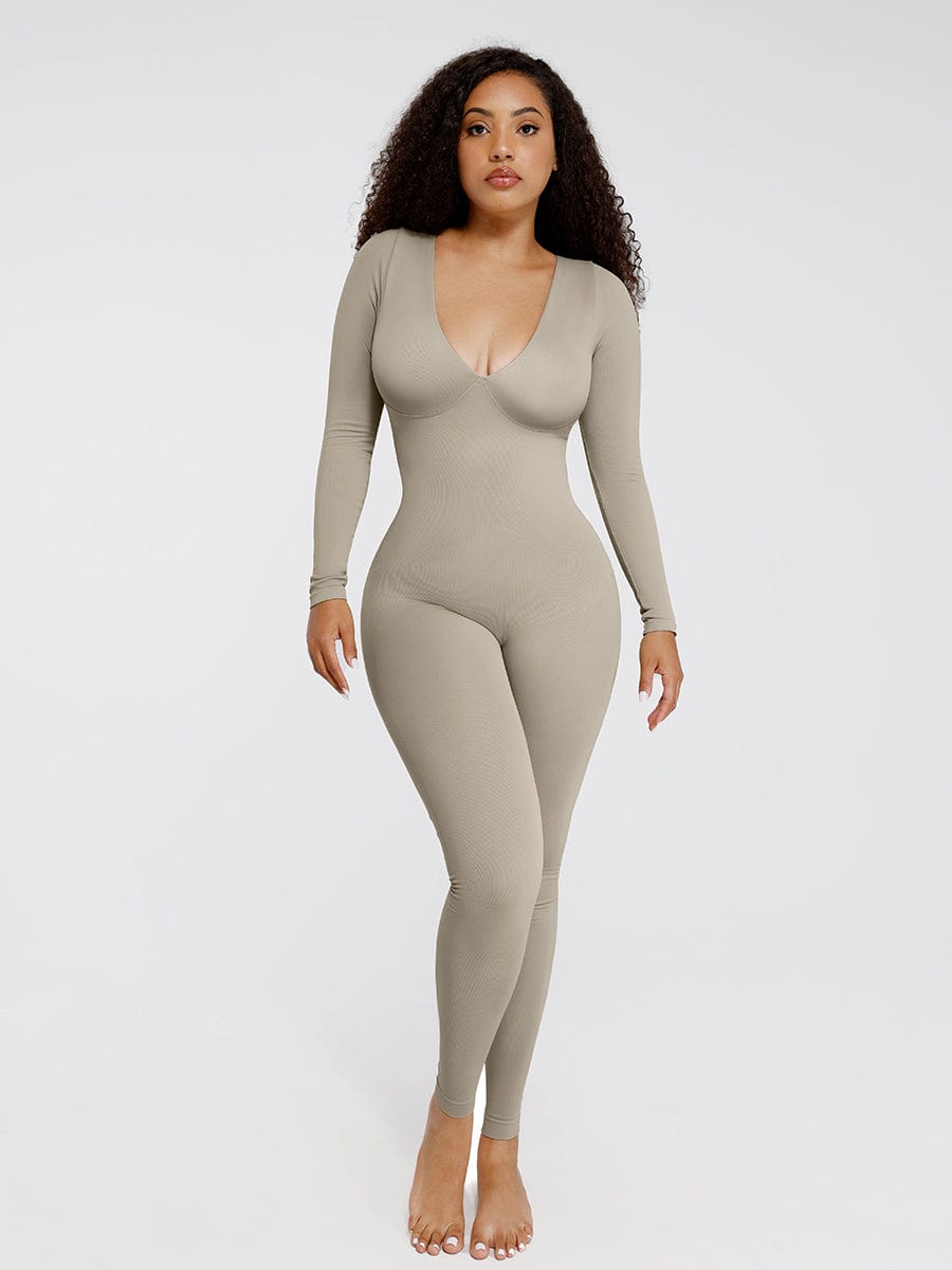 SHAPELX - Seamless Deep V Tummy Control Waist Cinching Catsuit