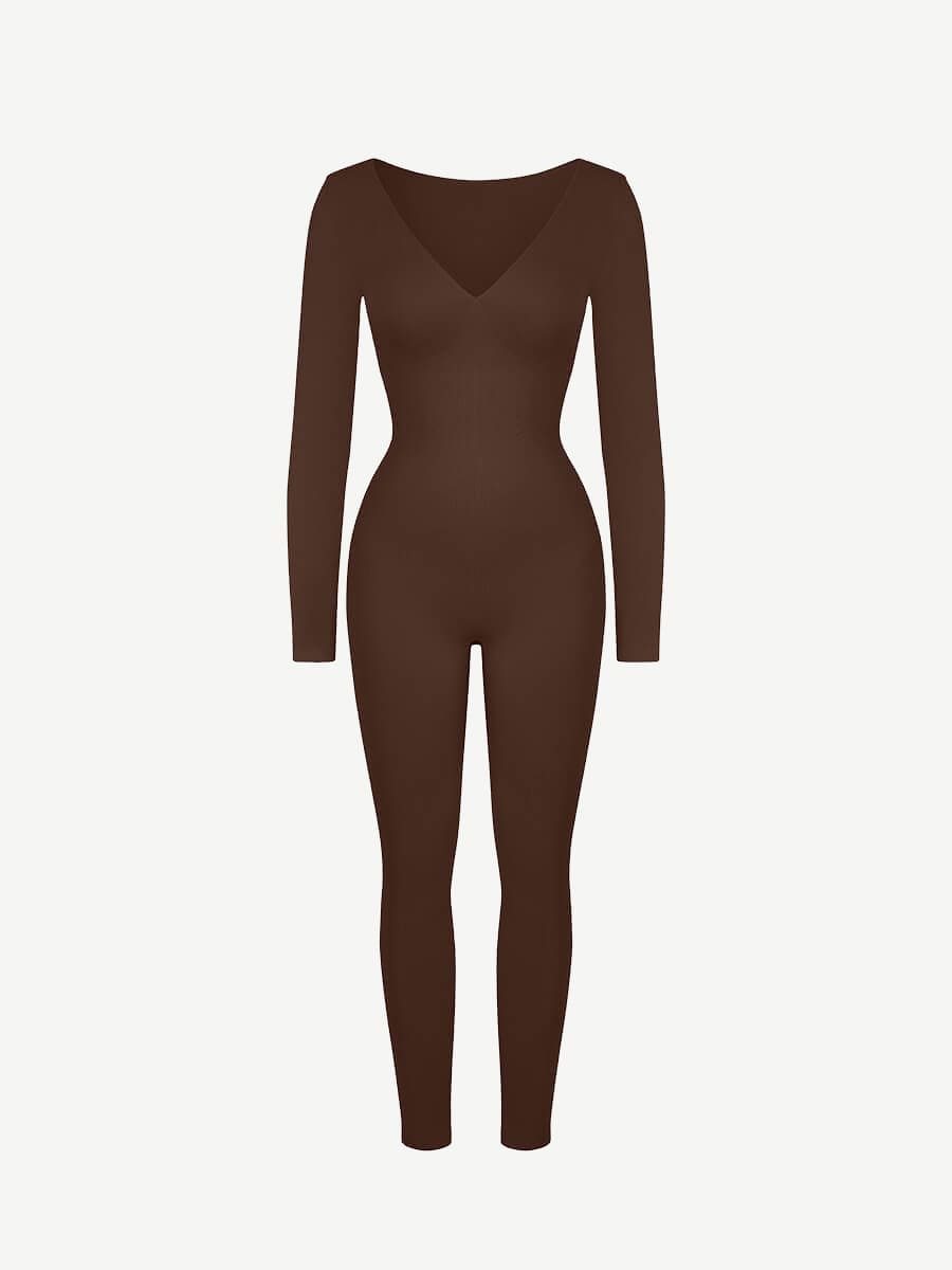 SHAPELX - Seamless Deep V Tummy Control Waist Cinching Catsuit