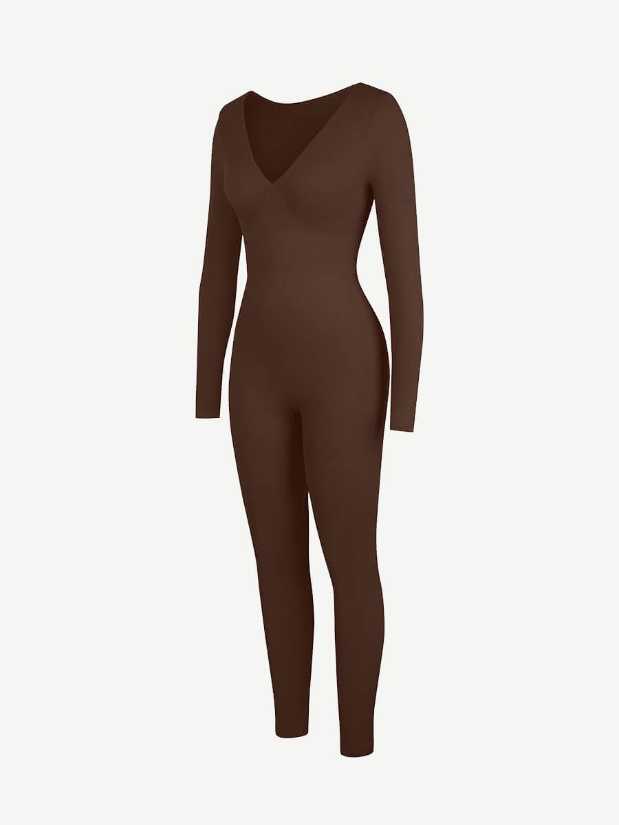 SHAPELX - Seamless Deep V Tummy Control Waist Cinching Catsuit